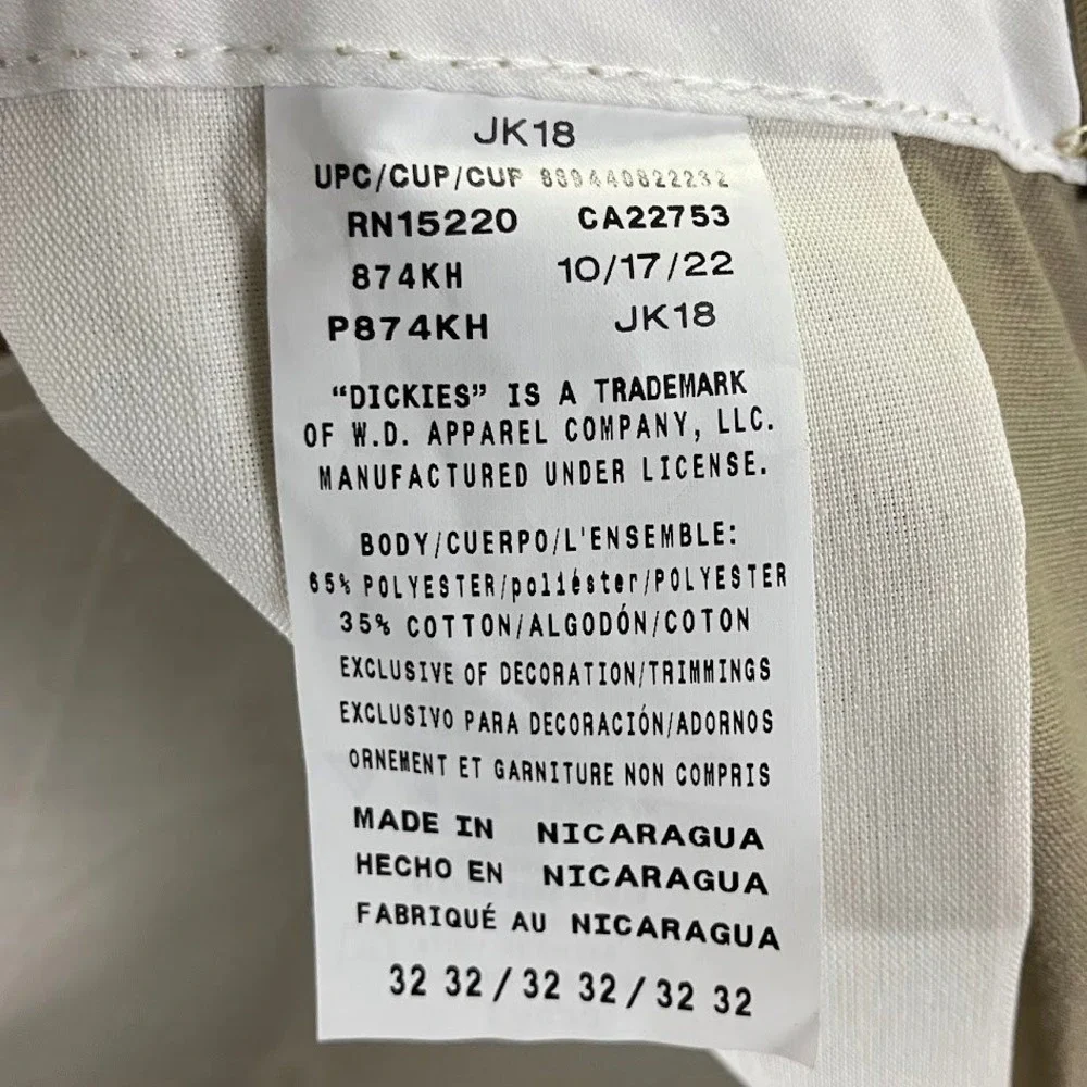 Dickies 874 Original Fit Work Pants Mens 32x32 Khaki Beige Twill New With Tags